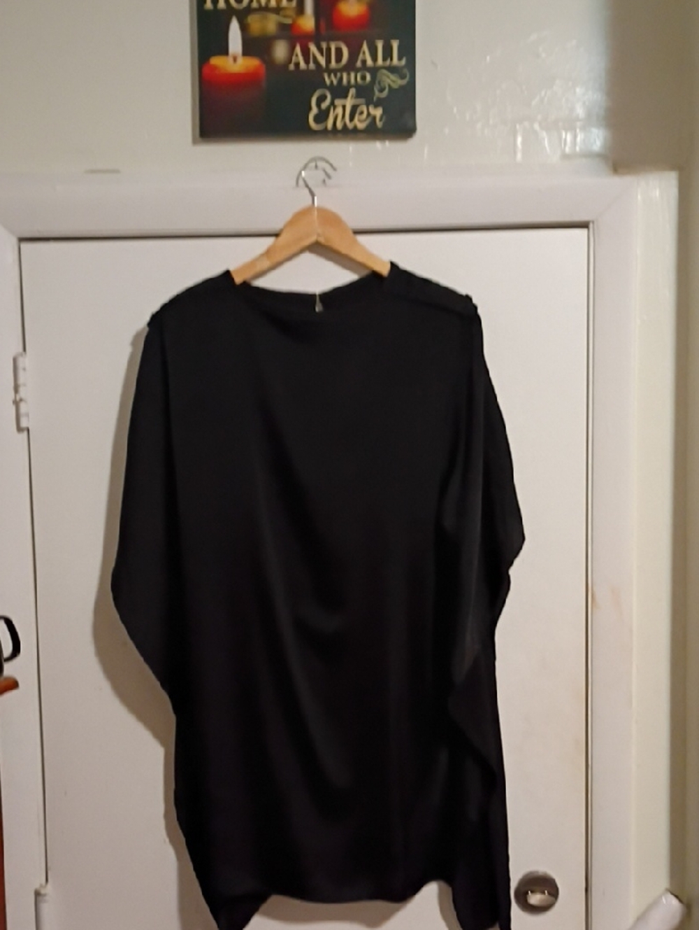 Sleek Black Satin-Look Oversized Top Or Dress